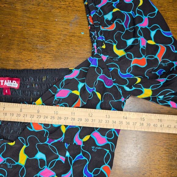 STAUD Women Multicolor Abstract Print Blouse Size 4 Sweetheart Neckline Keyhole - Picture 11 of 12